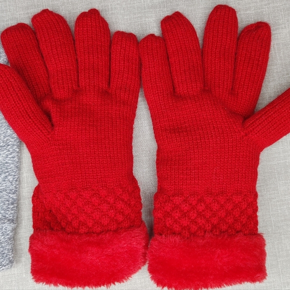 WINTER GLOVES BUNDLE, GRAY, RED 2 PAIRS - Picture 6 of 8